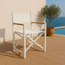 Set 2 Sedie da Regista Fellini 56x45x87 cm in Alluminio e Textilene Bianco e Legno