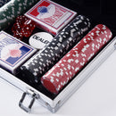 Set 200 Fiches da Poker 2 Mazzi di Carte e Pulsante Dealer con Valigetta