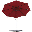 Ombrellone Decentrato da Giardino in Acciaio Ø2,95x2,5 m 360° Rosso 