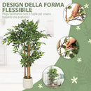 Pianta Artificiale di Baniano Alta 120 cm Verde in PEVA e Legno con Vaso Contenitore in PP e Cemento Bianco      