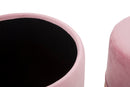 Puff Contenitore Lines Coppia Rosa Ø35x42-30x32 cm in Legno e Spugna e in Ferro e Poliestere Rosa