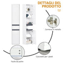 Colonna Bagno a 2 Armadietti con Ripiano Regolabile e Cassetto 35x31x172 cm in Truciolato Bianco