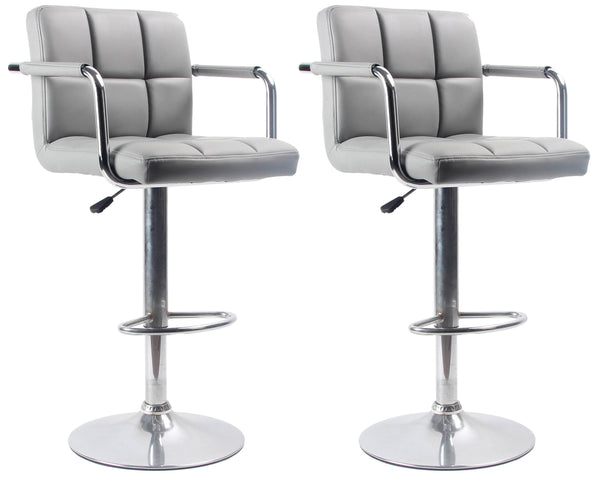 sconto Set 2 Sgabelli con Alzata a Gas e Seduta Girevole in Similpelle Charlotte Grigio
