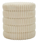 Puff Goteborg Levels Ø41x46 cm in MDF e Spugna e Poliestere Bianco      