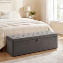 Cassapanca Contenitore 137x41x42 cm Capienza 140L con Seduta Ampia Imbottita Capacità 240kg in Velluto Grigio      