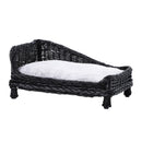 Cuccia per Cani e Gatti in Vimini con Cuscino 69x42x33 cm  Sofa Nero