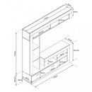 Parete Attrezzata Soggiorno Leonard 170x42x170 h cm in Truciolare bilaminato Nero