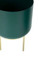 Porta Vasi Grent Set 2 Pz Ø20x29 cm - Ø16x24 cm in Ferro Verde e Oro      