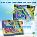 Gonfiabile Tema Squali per Bambini 405x345x235 cm con Scivolo Piscina Acqua-Palline in Tessuto Oxford 840D+420D Multicolore      