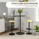 Tavolo da Cucina Alto Bar Ø60x102 cm per 2 Persone in MDF e Metallo Nero      