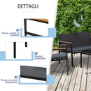 Set da Giardino Divano 2 Poltrone 1 Tavolino in Acciaio  WDC Nero
