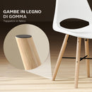 Set 2 Sedie da Pranzo in Stile Nordico con Schienale Curvato in Plastica e Legno Bianco 