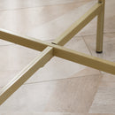 Tavolino da Caffè con Piano d'Appoggio Effetto Marmo Ø55x45 cm Struttura in Metallo Dorato