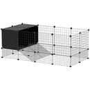 Gabbia Recinto per Piccoli Roditori Modulabile con Cassette Rialzate Nero  