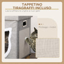 Cuccia a Casetta per Gatti 35,5x35,5x42,5 cm con Tiragraffi in MDF e Poliestere Crema e Grigio  