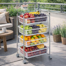 Carrello Portafrutta 47x32x87cm con 4 Cestelli in Plastica e Struttura Metallo Cromato      