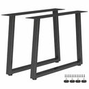 Set 2 Gambe per Tavolo 60x10x43 cm Trapezoidali con 12 Fori e 12 Viti Capacità 75 kg in Acciaio Nero      