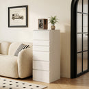 Cassettiera 40x48x110 cm 6 Casetti con Specchio Ribaltabile in MDF Bianco      