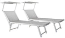 Set 2 Lettini Prendisole da Giardino 186x60x38 cm in Alluminio e Textilene Grigio