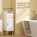 Mobile da Bagno 32,5x29,5x91 cm Stretto con Mensola Regolabile in Legno Bianco      