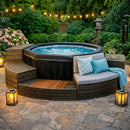 Vasca Idromassaggio Piscina Spa Ottavia Completa Set 5 Mobili 305x249x70 cm in PVC e Rattan Grigio e Marrone