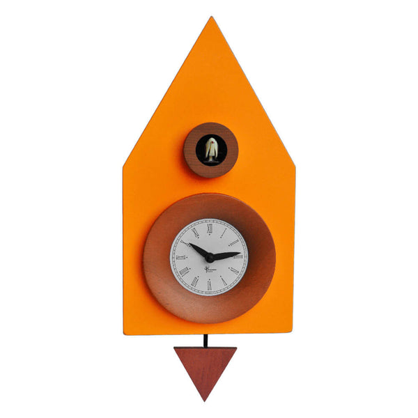 sconto Orologio a Cucù da Parete 20X36X13Cm Pirondini Italia Dark Arancio Giallo