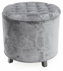Pouf Poggiapiedi Contenitore Ø55x55 cm in Velluto Soriani Grigio Chiaro