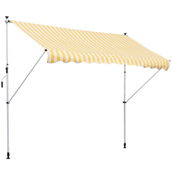 online Tenda da Sole a Muro con Pali di Supporto 3x1.5m Bianco e Giallo