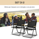 Set 2 Sedie per Esterni 54x59x78 cm Seduta in Tessuto Oxford e Acciaio  Nero  