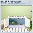 Ciotole per Cani Rialzate con Armadietto da 44L e 2 Ciotole in Acciaio 60x30x35.5cm Bianco