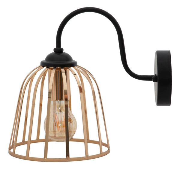 Lampada da Muro Elegant 16x25x28 cm in Ferro Nero e Oro acquista