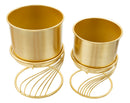 Porta Vasi Coppia Spirally Ø23x35 cm - Ø20x30 cm in Ferro Oro      