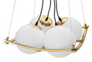 Lampadario Japan Square 45x45x20 cm in Ferro e Vetro Oro e Bianco      