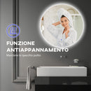 Specchio Bagno Ø80 cm con Luci LED Regolabili Interruttori Touch e Design Antiappannamento      
