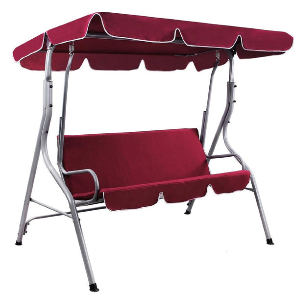 prezzo Dondolo da Giardino 3 Posti Altalena Esterno Acciaio + Tettuccio Rosso Bordeaux