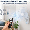 Ventilatore da Parete Ø40 cm con Telecomando Installazione Muro Silenzioso Bianco      