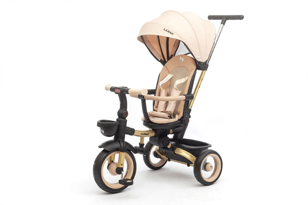 online Passeggino Triciclo per Bambini 1-3 Anni Trico Luxury Gold 7 Modalità di Guida Beige