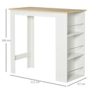 Tavolo da Bar con 3 Mensole e Barre Protettive 112x57x106 cm in Acciaio e Truciolato Bianco