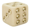 Decorazione Dado Quarzy 8x8x8 cm in Resina Bianco e Oro      