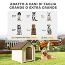 Cuccia per Cani Rialzata 88x78x89 cm con Tetto Inclinato e Prese d'Aria in PP Beige e Marrone Scuro      