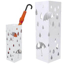 Portaombrelli in Metallo Design Quadrato Stand Bianco Vaschetta Salvagoccia