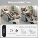 Poltrona Reclinabile con Riscaldamento, 8 Punti Massaggio e 5 Modalità 82x99x106 cm in Tessuto Effetto Velluto Grigio   