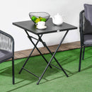 Tavolino da Esterni Pieghevole con Piedini Antiscivolo 60x60x71 cm in Acciaio Nero