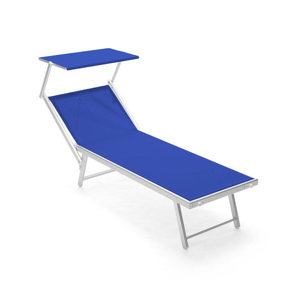 Lettino da Giardino Rimini T 181x61x38 cm Schienale Regolabile 2 Posizioni in Textilene Blu sconto