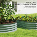 Set di 2 Aiuole Rialzate 135x90x30 cm con Bordo in Gomma e Design Modulare in Metallo Galvanizzato Verde      