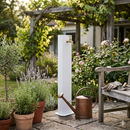 Fontanella da Giardino con Rubinetto in Ottone 20x10x100 cm in Acciaio Bianco