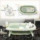 Vaschetta Bagnetto per Neonati Pieghevole 86x53x25,5 cm con Cuscino e Bacinella Lavabo Verde  