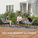 Set 4 Pezzi da Giardino con Divanetto 2 Poltrone e Tavolino in Acciaio, Poliestere e Cotone PP Nero e Grigio      