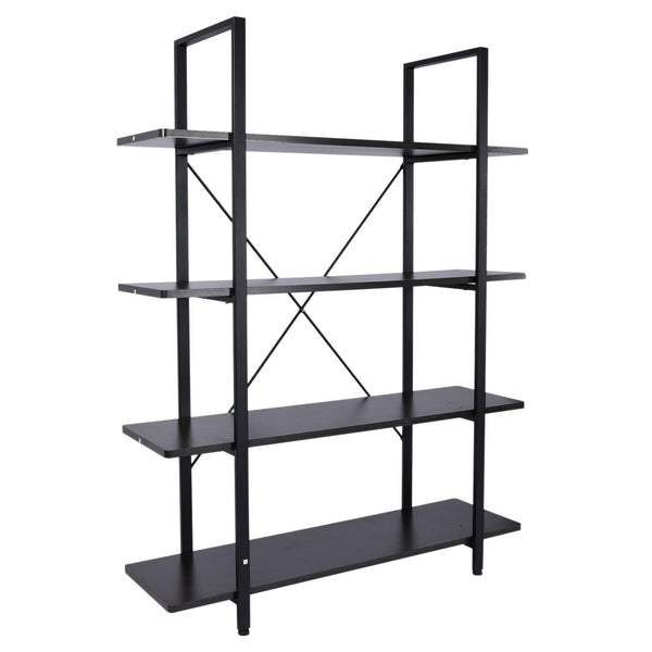 Libreria Scaffale a 4 ripiani aperti stile industriale in acciaio Nero 105x33.8x138 cm sconto