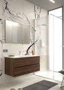 Mobile da Bagno Sospeso con Lavabo 80 cm e Specchio Bali Light Noce Scuro      